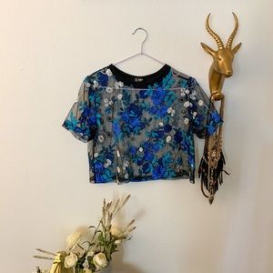 Sheer floral crop top